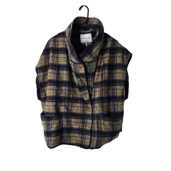 Andersen & Lauth Jackets & Blazers - Andersen & Lauth Vest OS Pockets Plaid Sleeveless Mock Neck Snap Closure Casual